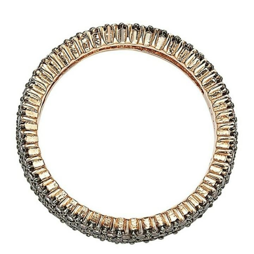 14K Rose Gold Plated Micro-Pave Brown CZ Eternity - Picture 9 of 10